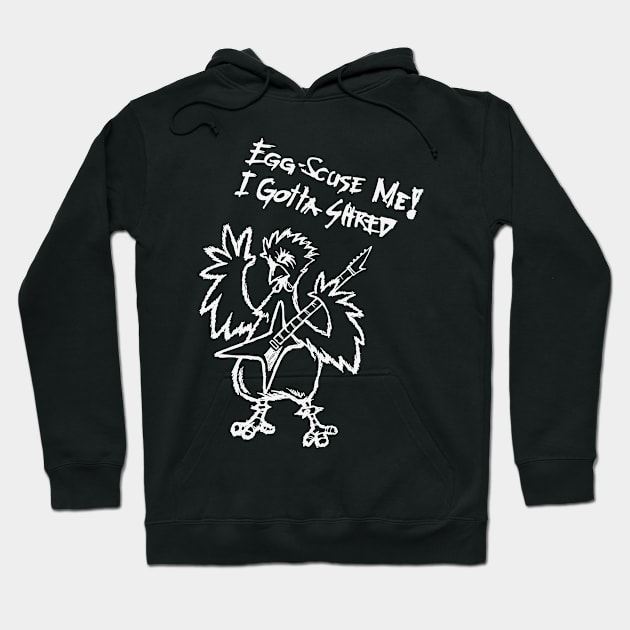 Heavy Metal Band Guitarist Chicken Guitar Playing Chick Gift Hoodie by TellingTales